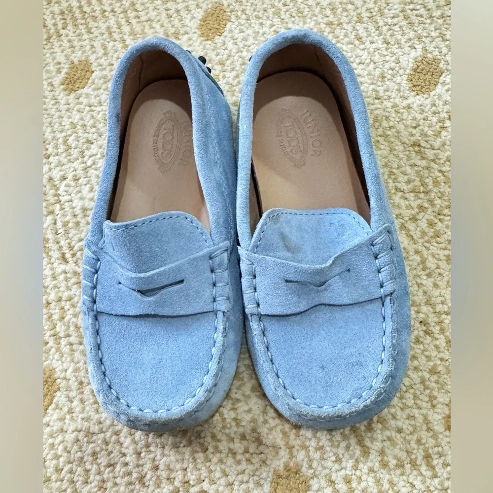 Tod's Light Blue Kids Moccasins